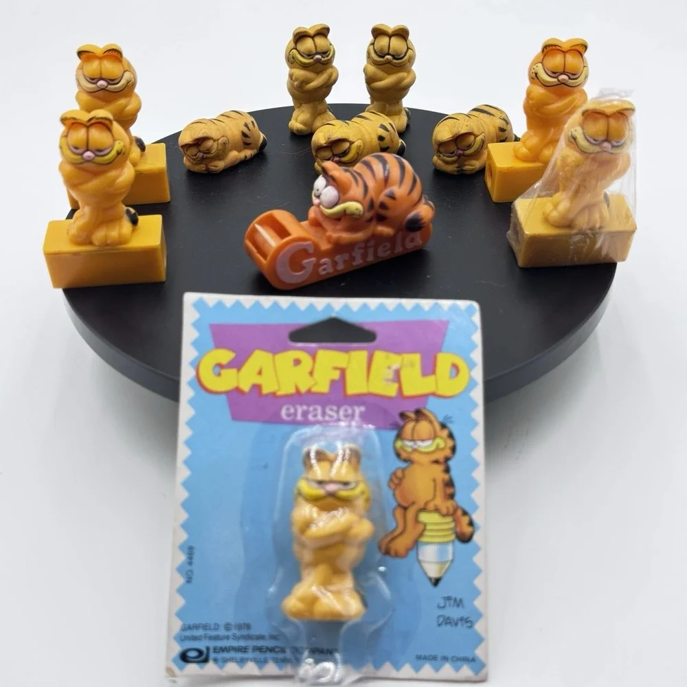 Vintage Garfield Cat 1978 Pencil Set Of 11 Erasers & Sharpeners Empire Berol USA